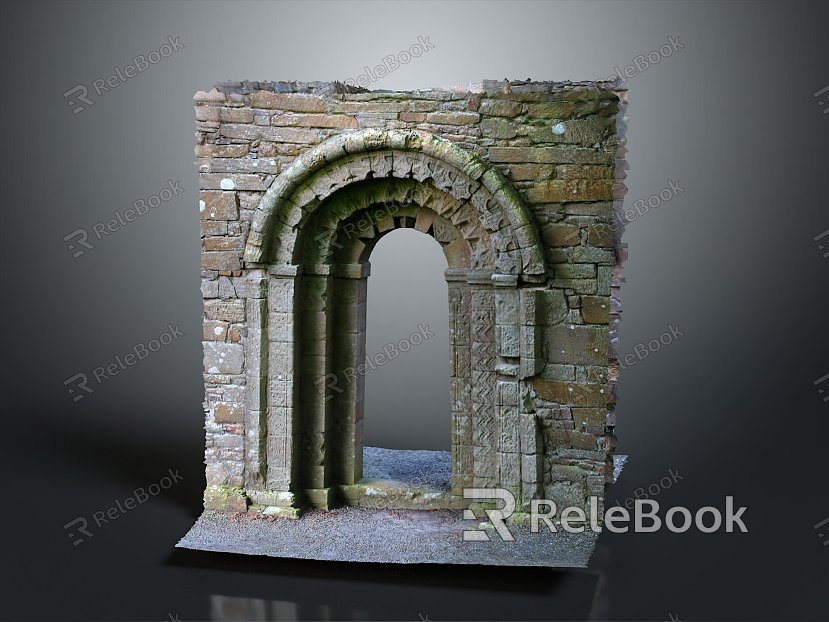 Gate House Stone Gate House Gate Post Stone Gate Post Ruin Gate Post Arch Stone Post Outdoor Articles Realistic model