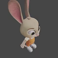 Cute Cartoon Rabbit Character With Big Ears Orange Overalls And White Shoes