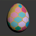 Colorful Egg Shaped Decorative Ornament Set With Hexagon Pattern And Gold Edges For Home Decor