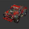 Red Block Style Off Road Vehicle Open Top Design Front Grille And Headlights