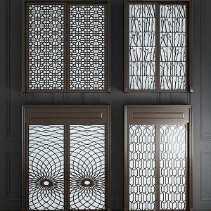 New Chinese-style sliding door 3d model