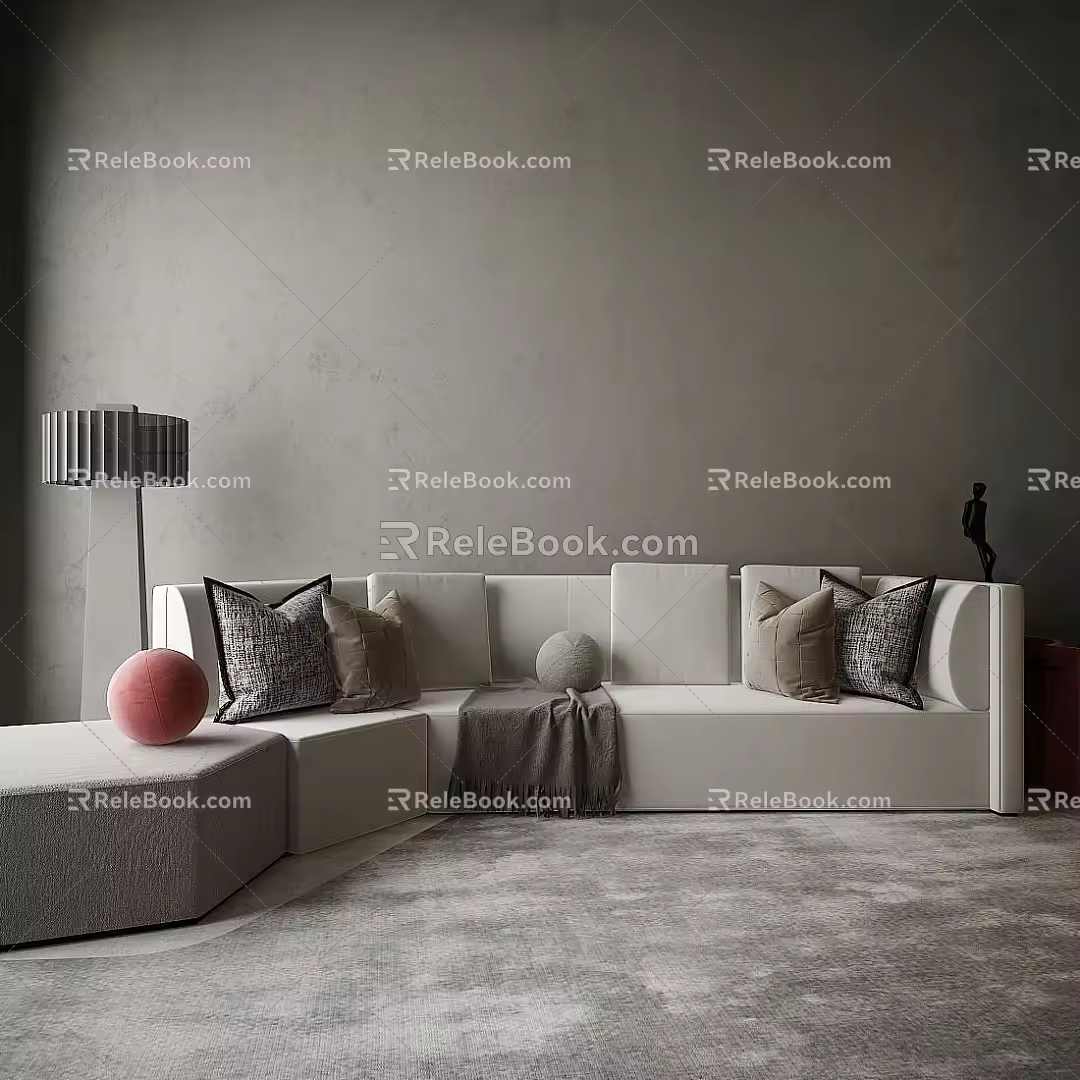 Modern sofa coffee table combination 3d model