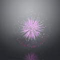 Purple Radiant Firework Display With Light Spots And Reflection On Dark Gray Background
