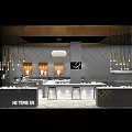 Elegant Jewelry Store Interior With Display Cases Hanging Lights And Patterned Floor 3d model