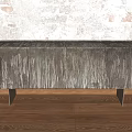 Rustic Wooden TV Stand With Natural Wood Grain Cabinet Doors And Weathered Wall