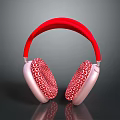 Stylish Red Headband Pink Earmuff Headphones With Knitted Texture Design And Modern Look