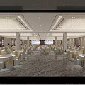 Elegant Luxury Hotel Banquet Hall With Polished Marble Floor LED Stage And Round Dining Tables