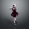 Game Movie Character With Long White Hair Pink Accessories And Dark Gothic Dress