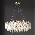 Elegant Modern Crystal Chandelier With Hanging Crystal Pendants And Gold Frame