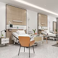 Modern Hospital Outpatient Room Interior With Medical Bed Sofa Chairs And Green Plants