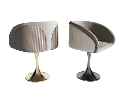 Pair of Modern Leisure Chairs With Textured Fabric And Gold Black Metal Bases 3d model