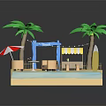 Beach Commercial Equipment With Outdoor Tables Chairs Sunshade Umbrella And Canopy Setup