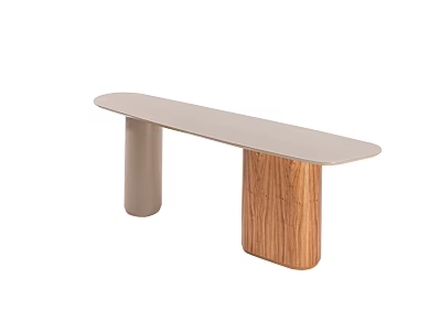 Modern minimalist side table with beige metal and wooden legs and smooth tabletop 3d model
