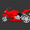 Red Sport Motorcycle With Sleek Streamlined Body Black Seat And Reflection On Gray Background