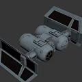 Detailed TIE Fighter Model With Twin Ion Engines And Angular Wings Design