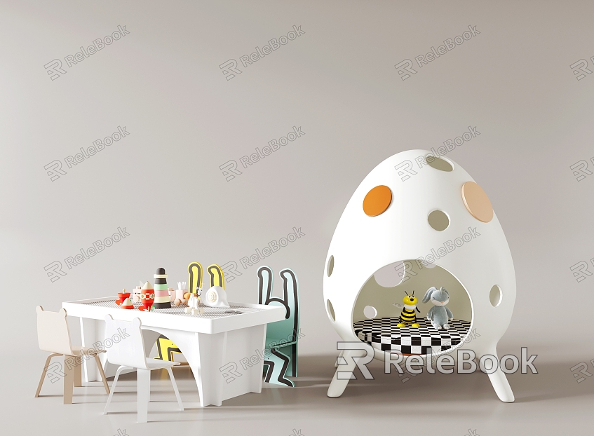 Modern Children's Table and Chair Combination Building Blocks Toy Table Children's Seat model