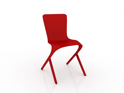 Red Leisure Chair with Modern Curved Design Smooth Surface and Slim Legs for Interior 3d model