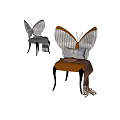 Modern Butterfly Wing Accent Chair With Fabric Leather Backrest Pillow And Metal Legs
