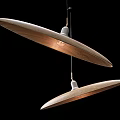 Modern Wooden Oval Shaped Pendant Lights Hanging In Pair With Warm Illumination