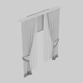 Light Gray Pleated Curtains With Tassel Tiebacks For Window Decoration 3d model