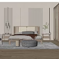 Nordic Background Double Bed Home Bedding Sofa Combination 3d model