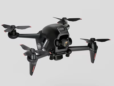 Black Drone With Camera And Four Propellers 3d model Black Drone With Camera And Four Propellers 3d model