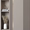Elegant Modern Wardrobe Interior With Gray Panels And Gold Metal Stripes