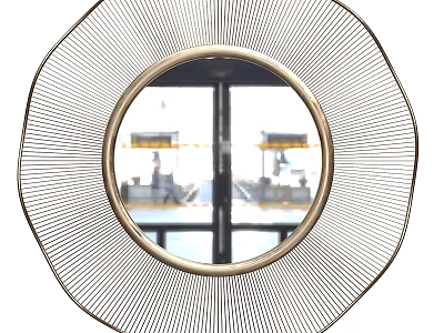 Contemporary Decorative Wall Mirror With Radial Lines Gold Frame And Modern Design 3d model