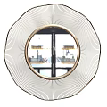Contemporary Decorative Wall Mirror With Radial Lines Gold Frame And Modern Design
