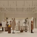 Elegant Modern Clothing Store Interior With Mannequins Clothing Racks Display Tables And Plants