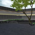 Modern Landscape Garden With Curved Pathway Greenery Trees Rocks And Modern Building Design