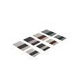 Gray And Green Striped Square Rug With Soft Plush Texture And Modern Design