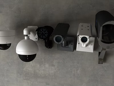 Security Surveillance Cameras Various Types Including Dome Bullet and PTZ Models 3d model