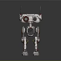 Mechanical Robot Character With Red And Silver Design Antennas Large Eyes And Metallic Legs
