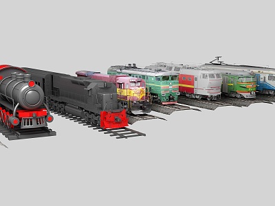 train steam train diesel locomotive electric locomotive high-speed train high-speed rail green leather train high-speed rail light rail car locomotive 3d model