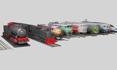 train steam train diesel locomotive electric locomotive high-speed train high-speed rail green leather train high-speed rail light rail car locomotive 3d model