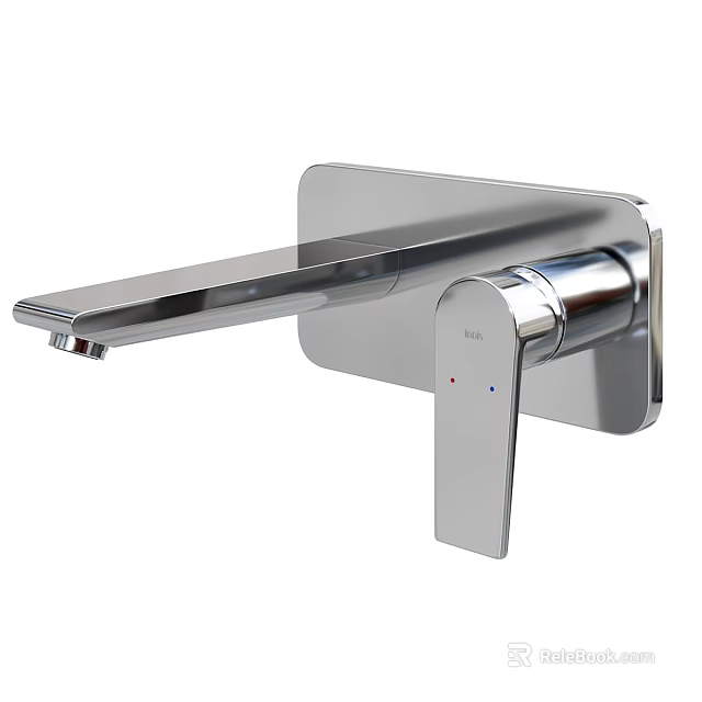 Sleek Modern Chrome Faucet with Single Handle and Wall Mounted Design for Contemporary Bathroom 3d model 