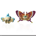 Cartoon Plant Dolls Featuring White Blue Dolphin And Purple Orange Butterfly Designs