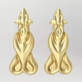 Elegant Gold Carved Ornaments with Intricate Patterns and Symmetric Design