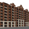 Red Brick Apartment Building With Multiple Balconies And Surrounding Trees