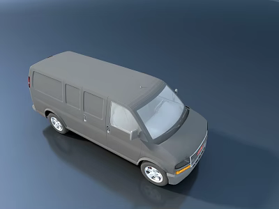 Gray Commercial Van With Side Doors Windows And Alloy Wheels 3d model