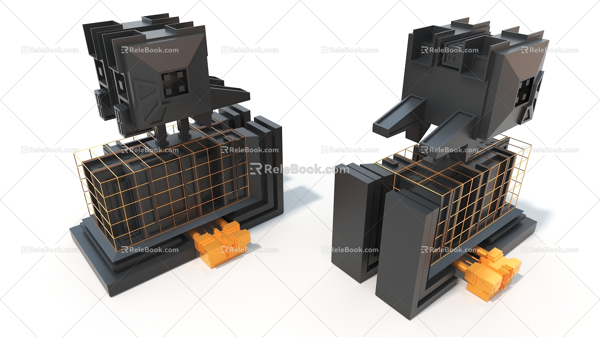 Space building future machine cube hard surface high-tech industrial parts 3d model