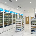 Bright Pharmacy Store Interior With Well Arranged Shelves And Medicines 3d model