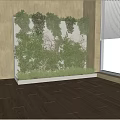 Green Vines Growing On White Frame In Indoor Space With Window Blinds And Wooden Floor
