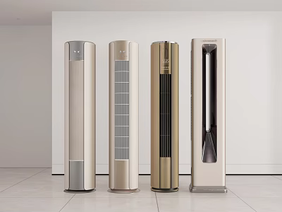 Elegant Tower Air Conditioner Fans With Different Metallic Designs And Colors 3d model
