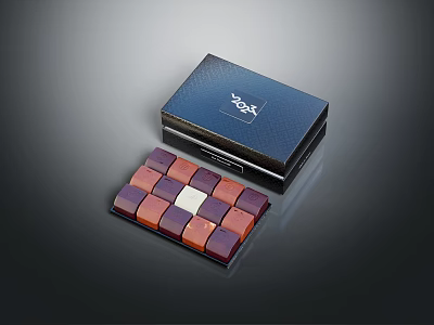 Colorful Chocolate Pieces Neatly Arranged In Black Box With Elegant Design And Attractive Presentation 3d model