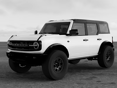 White Ford Bronco SUV with Rugged Exterior Design Large Black Wheels and Off Road Tires 3d model