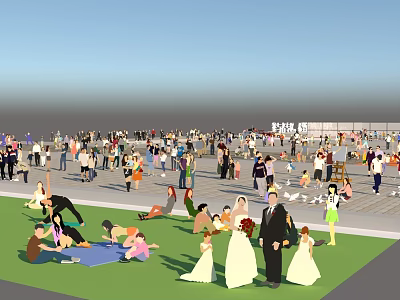 Modern character multiplayer cluster human body static ornaments 3d model