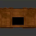 Classic Wooden Office Desk Featuring Brown Finish Black Panel And Ornate Carved Drawers