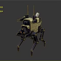 Mechanical Quadruped Robot Character With Yellow Black Body Antenna And Weapon
